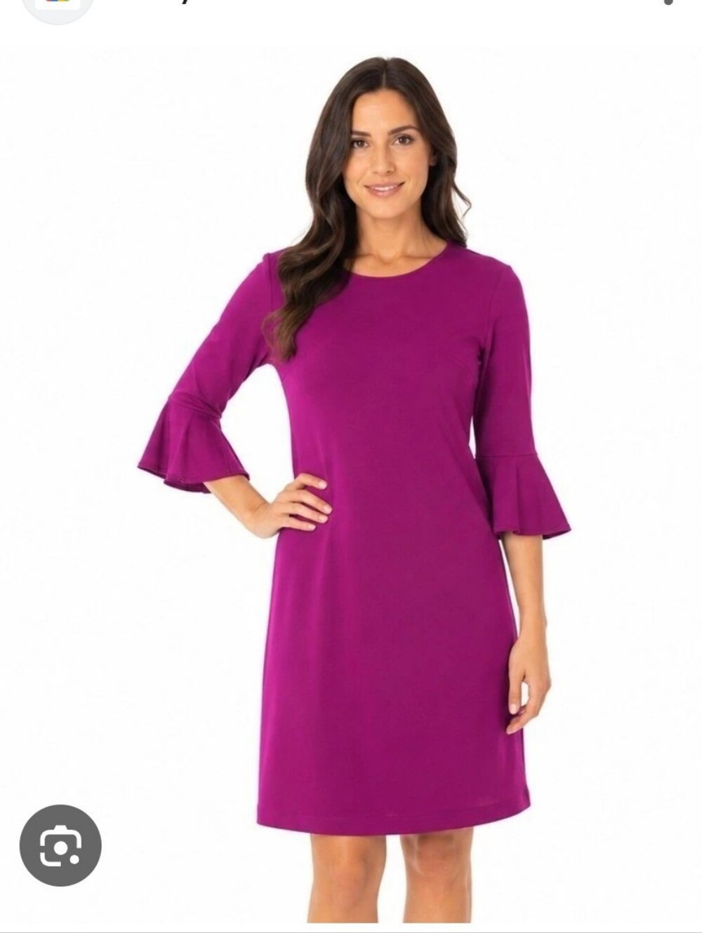 Banana Republic Magenta Bell Sleeve Shift Mini Dress Size 00 V-Neck Pink 783961